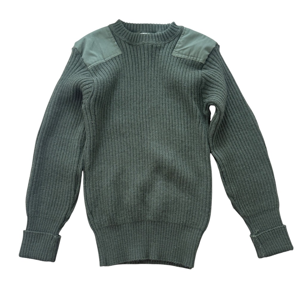 US Military Commando Sweater 100% Wool Ribbed GI Security Patch 44 Olive Drab